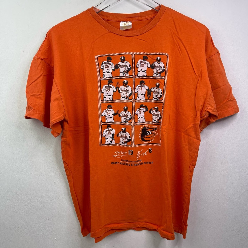 Baltimore Orioles Machado Schoop Baseball Player Design Series T-shirt — Size XL